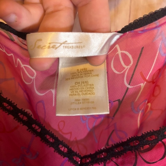 Vintage 90s V-Neck Sheer Pink Babydoll Lace Nightgown Slip Dress Small - Picture 5 of 6